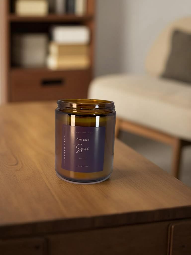 Ginger + Spice — Handmade Soy Candle in Amber Jar | 8 oz