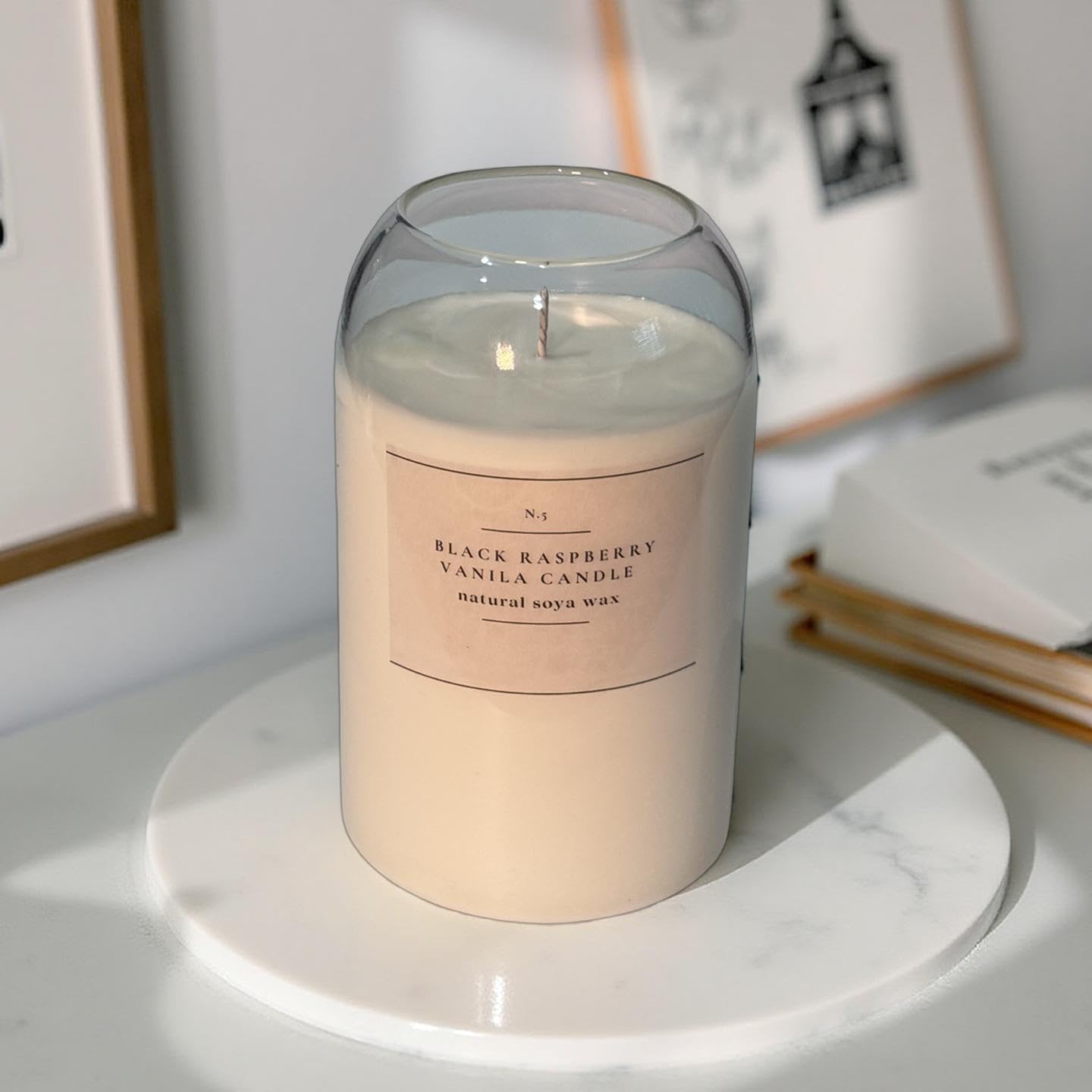 Black Raspberry Vanilla — Handmade Soy Wax Candle in Clear Glass Jar | 17 oz