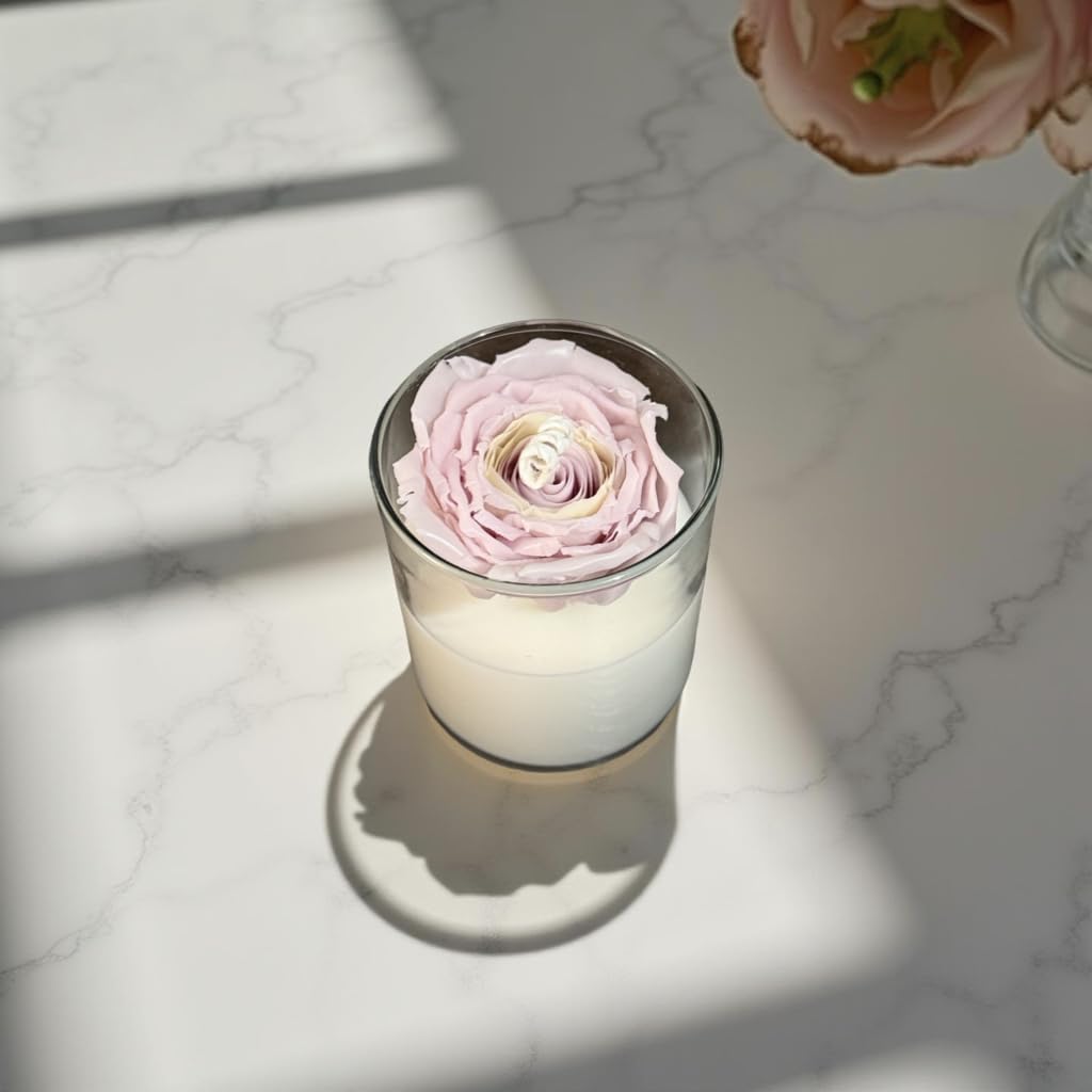 Rose Blossom — Handmade Soy Wax Candle in Clear Glass Jar | 3.5 oz