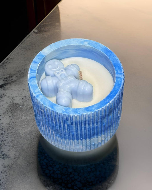 Mini Cozy Gingerbread — Handmade Holiday Candle in Blue Jar | 2.5 oz