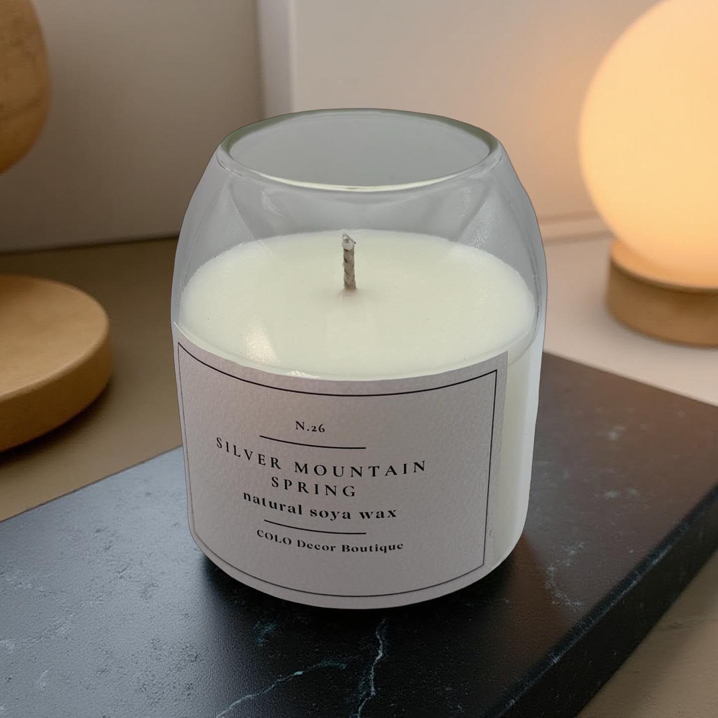 Silver Mountain Spring — Handmade Soy Wax Candle in Clear Glass Jar | 10 oz