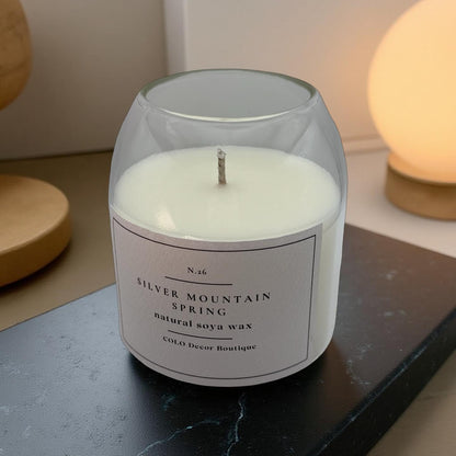 Silver Mountain Spring — Handmade Soy Wax Candle in Clear Glass Jar | 10 oz