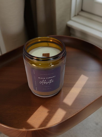 Black Currant + Absinthe — Handmade Soy Candle in Amber Jar | 8 oz