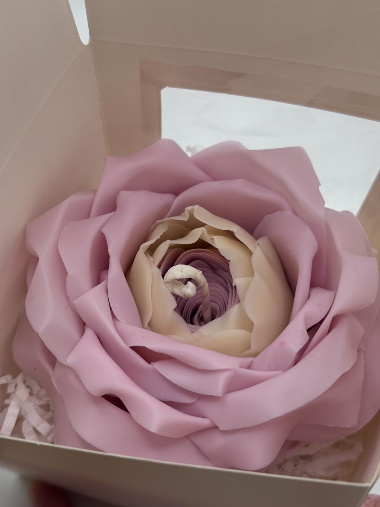 Handmade Rose-Shaped Candle (White and Pink) Handmade Flower Candle – Scented Bees Wax – Gift for Women & Home Decor