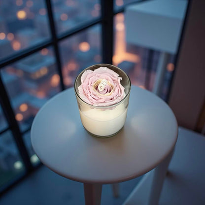 Rose Blossom — Handmade Soy Wax Candle in Clear Glass Jar | 3.5 oz