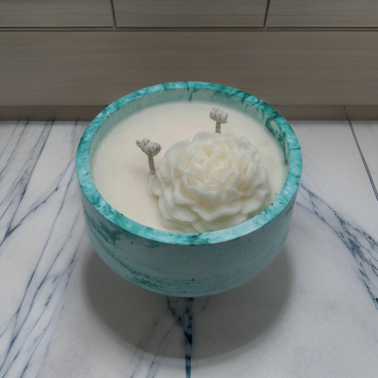 Artisan Floral Candle — Handmade Soy Wax Candle in Marble Jar | 8.8 oz
