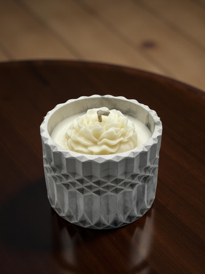 Marble Bloom — Decorative Handmade Soy Wax Candle in Sculpted Jar | 8 oz