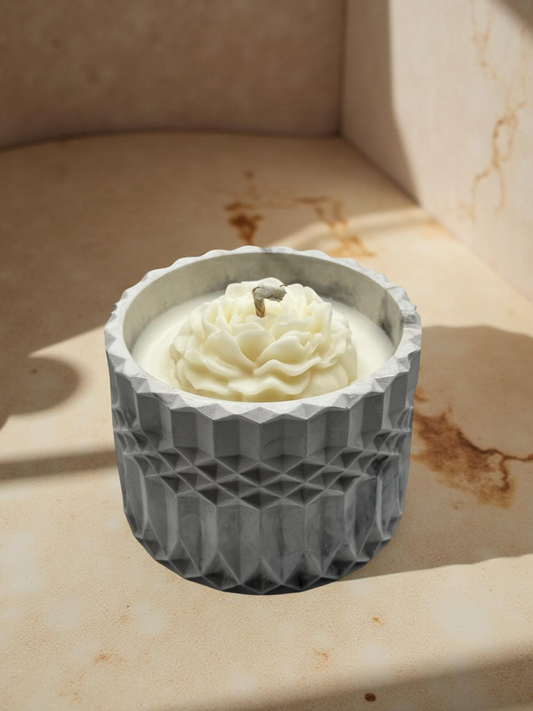 Marble Bloom — Decorative Handmade Soy Wax Candle in Sculpted Jar | 8 oz