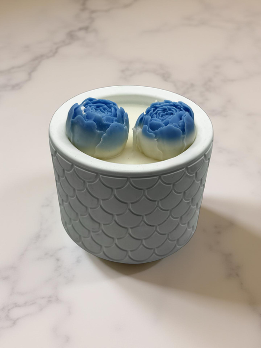 Floral Peony Candle — Handmade Soy Wax Candle in White Textured Jar | 8.8 oz