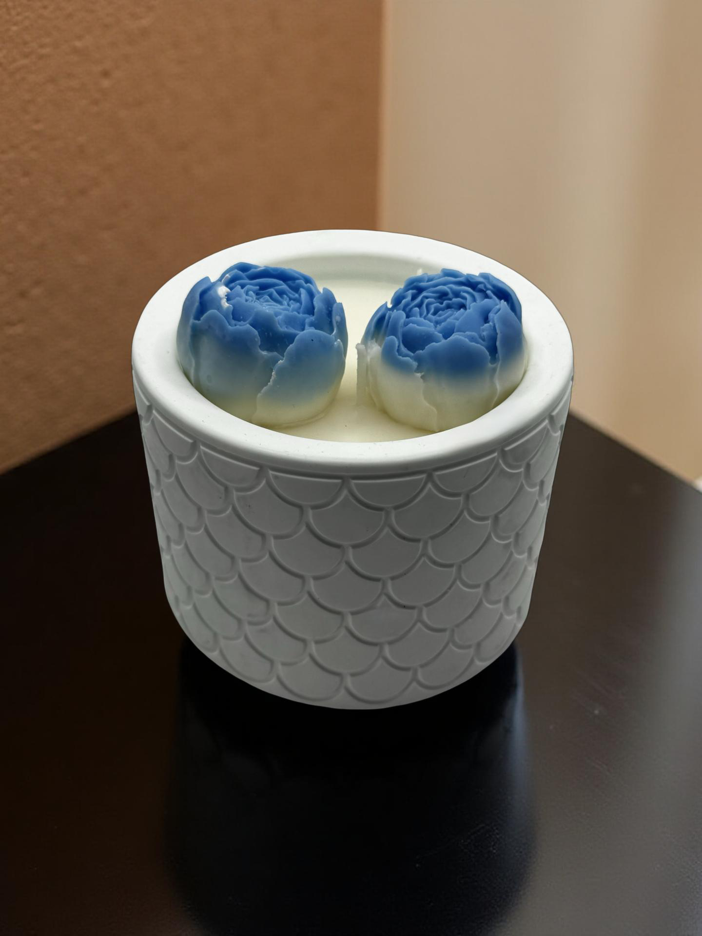 Floral Peony Candle — Handmade Soy Wax Candle in White Textured Jar | 8.8 oz