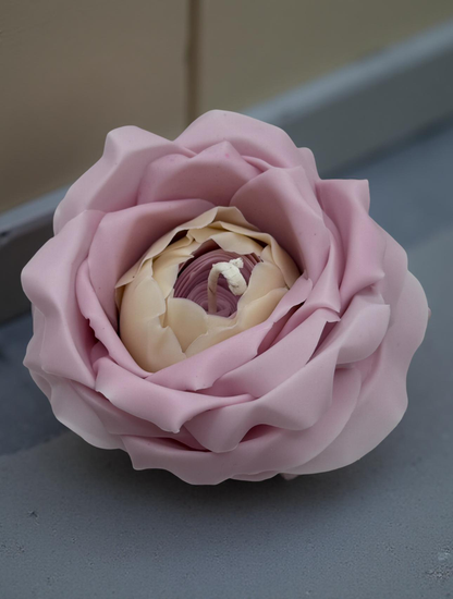 Handmade Rose-Shaped Candle (White and Pink) Handmade Flower Candle – Scented Bees Wax – Gift for Women & Home Decor