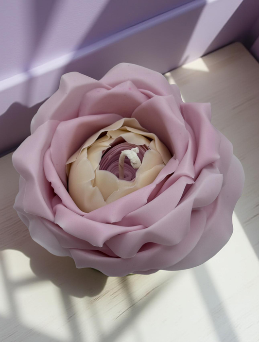 Handmade Rose-Shaped Candle (White and Pink) Handmade Flower Candle – Scented Bees Wax – Gift for Women & Home Decor