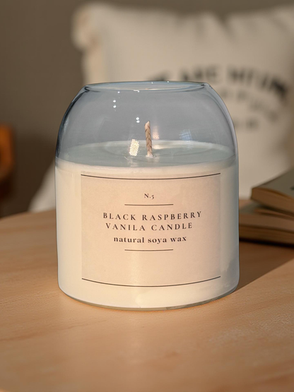 Black Raspberry Vanilla — Handmade Soy Wax Candle in Clear Glass Jar | 10 oz