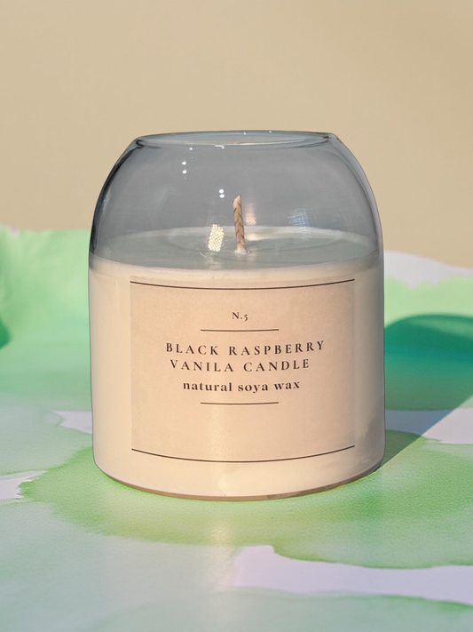 Black Raspberry Vanilla — Handmade Soy Wax Candle in Clear Glass Jar | 10 oz