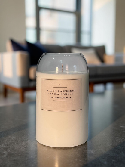 Black Raspberry Vanilla — Handmade Soy Wax Candle in Clear Glass Jar | 17 oz