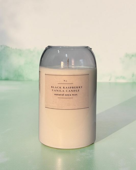 Black Raspberry Vanilla — Handmade Soy Wax Candle in Clear Glass Jar | 17 oz