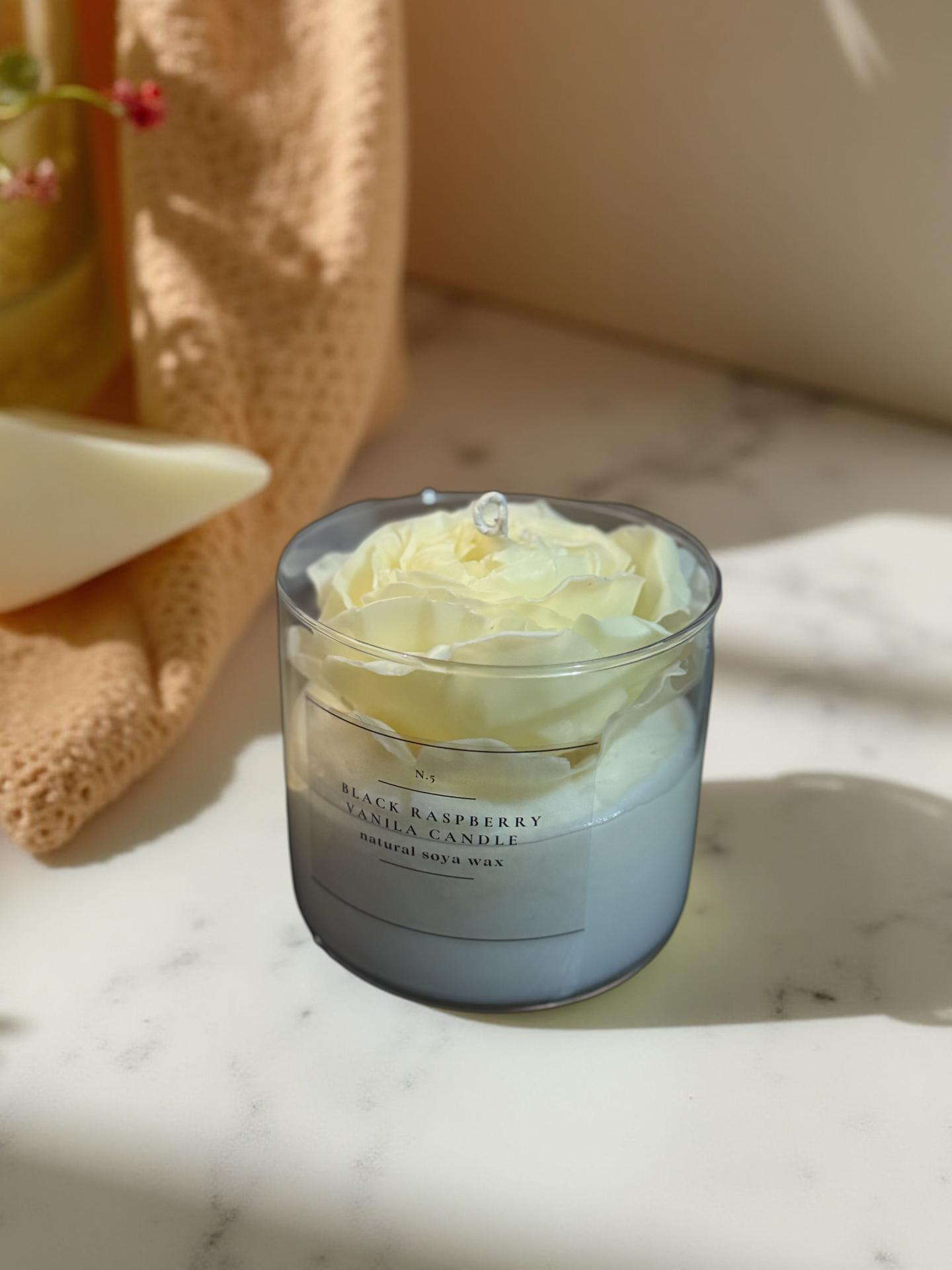 Floral Beeswax Candle — Handmade Bloom in Sculpted Form