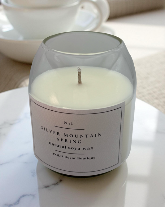Silver Mountain Spring — Handmade Soy Wax Candle in Clear Glass Jar | 10 oz
