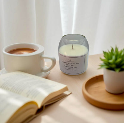 Silver Mountain Spring — Handmade Soy Wax Candle in Clear Glass Jar | 10 oz