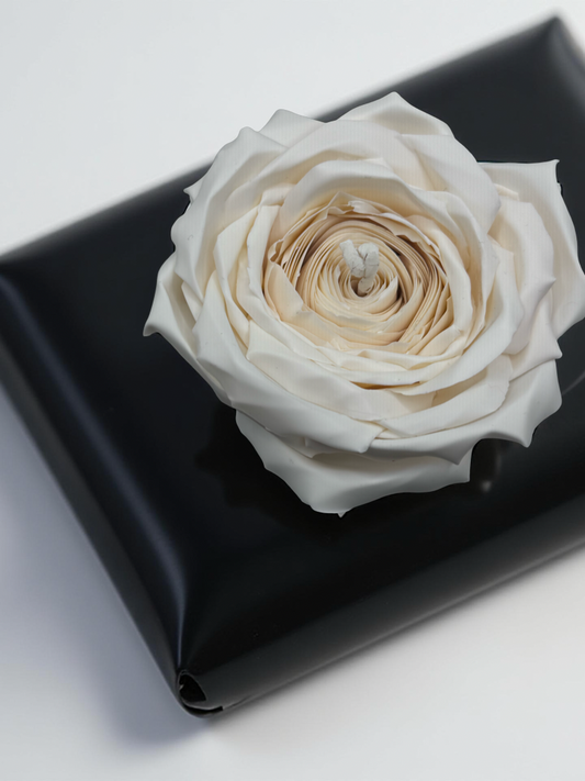 Handmade Beeswax Rose Candle in Ivory — Floral Decorative Candle | 3.5 oz