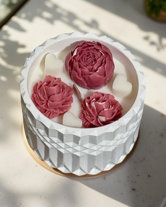 Peony Love — Handmade Decorative Candle in Textured Jar | 8 oz