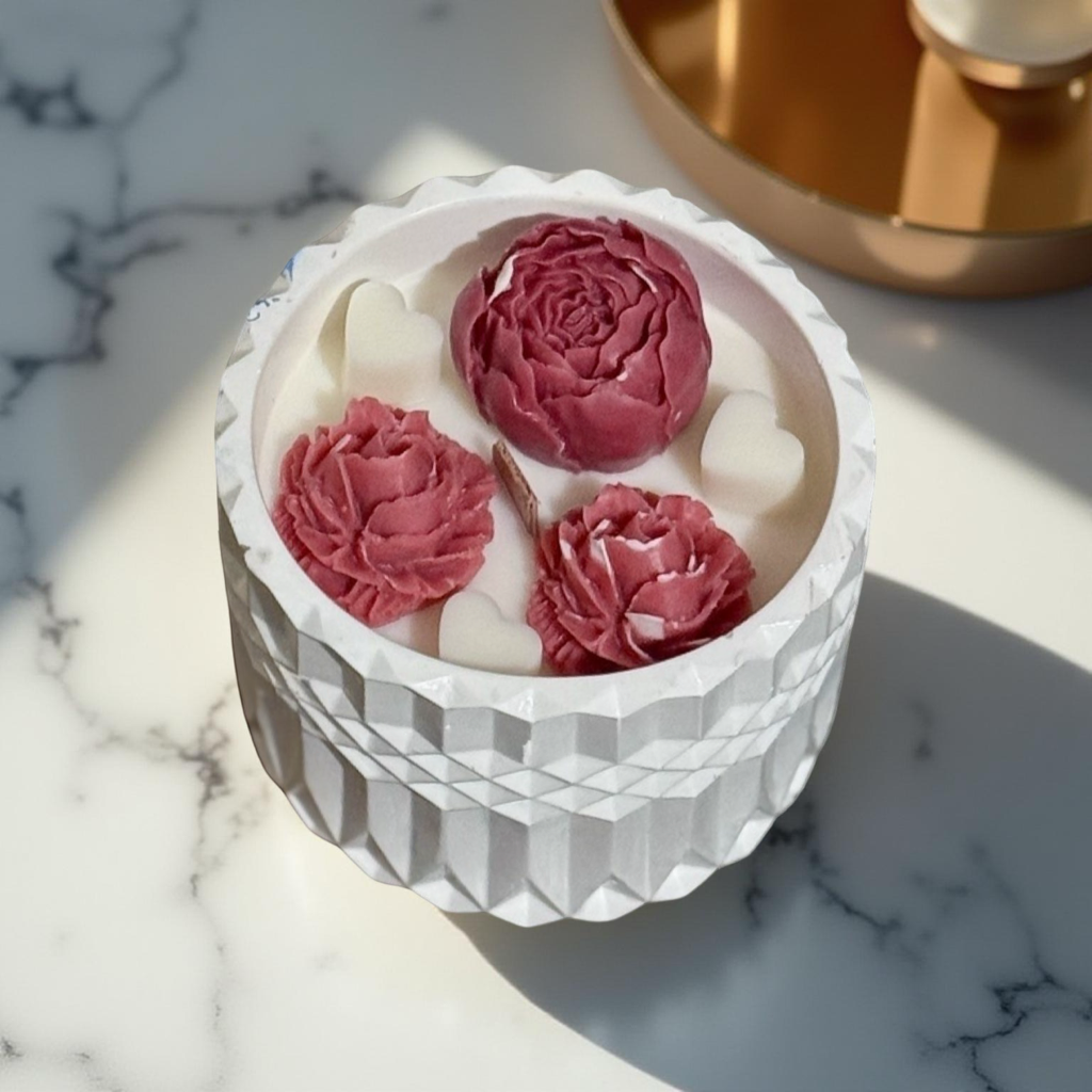 Peony Love — Handmade Decorative Candle in Textured Jar | 8 oz