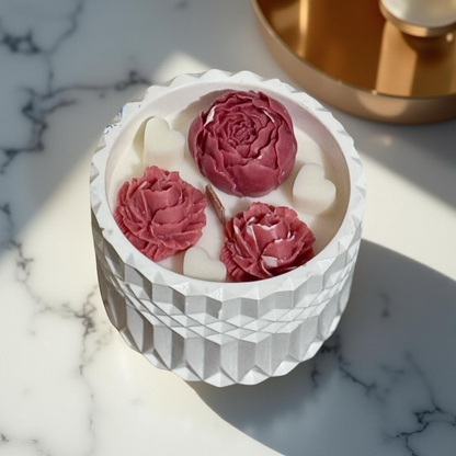 Peony Love — Handmade Decorative Candle in Textured Jar | 8 oz