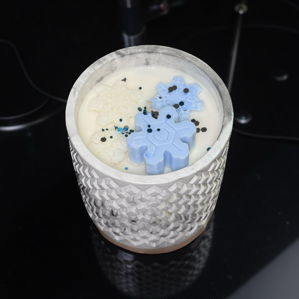 Frosted Magic — Handmade Soy Wax Candle with Snowflake Decor | 8 oz