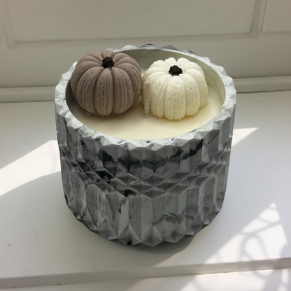 Pumpkin Spice & Serenity — Handmade Fall Candle in Marbled Sculpted Jar | 8 oz