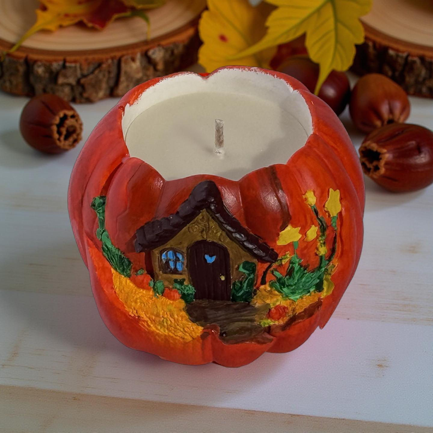 Pumpkin Cottage — Handmade Soy Wax Candle in Pumpkin Design | 6 oz