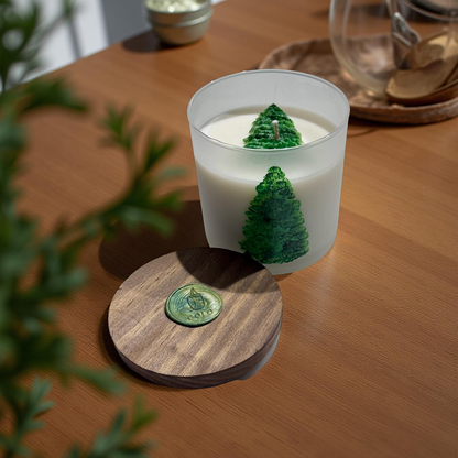 Christmas Tree — Handmade Soy Wax Candle in White Tin with Wooden Lid | 8 oz