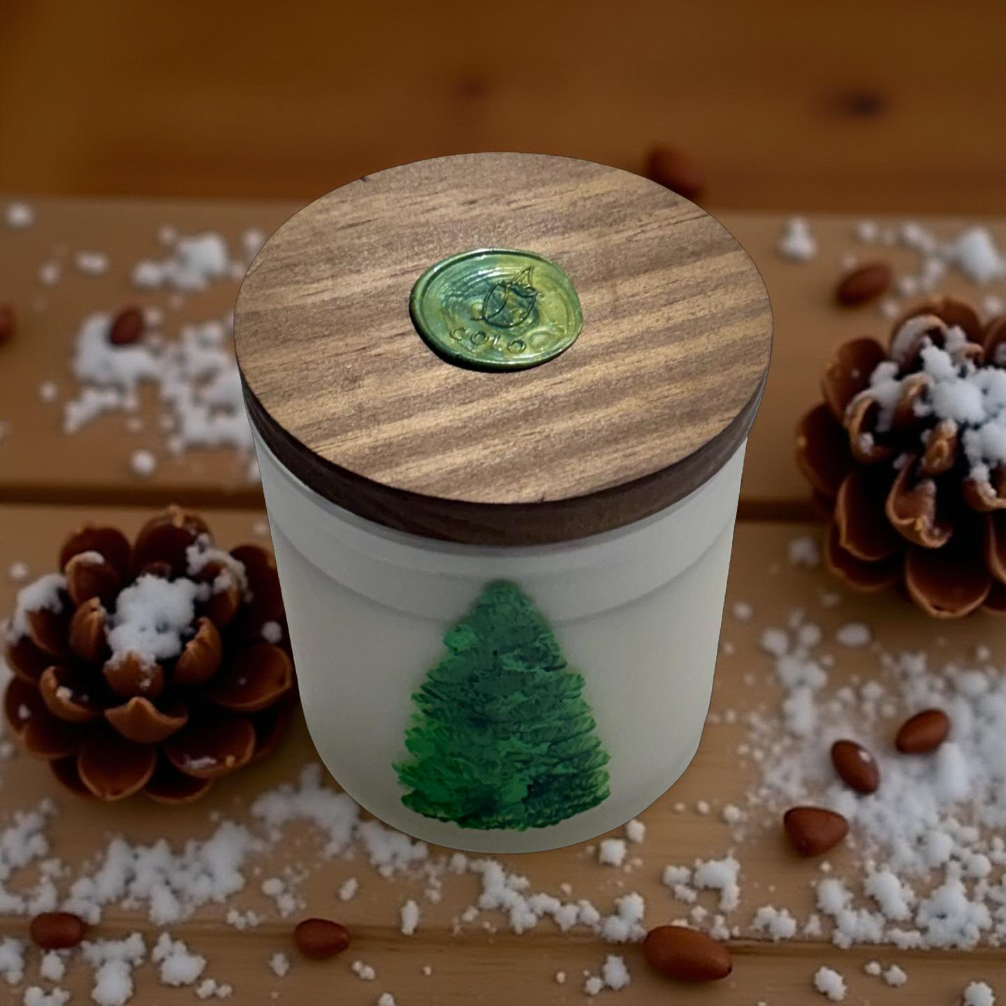 Christmas Tree — Handmade Soy Wax Candle in White Tin with Wooden Lid | 8 oz
