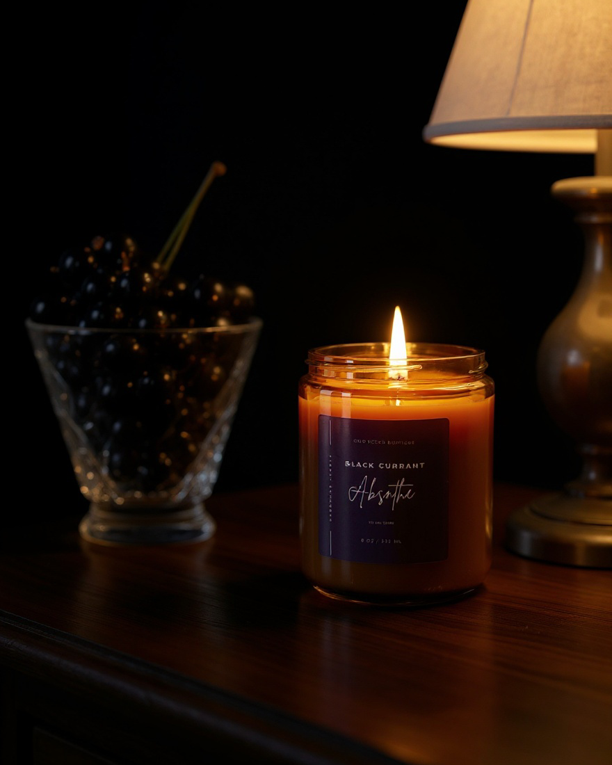 Black Currant + Absinthe — Handmade Soy Candle in Amber Jar | 8 oz