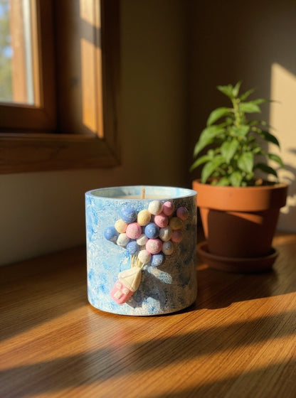 Raspberry Cream — Handmade Soy Wax Candle in Artistic Sky Blue Jar | 10 oz