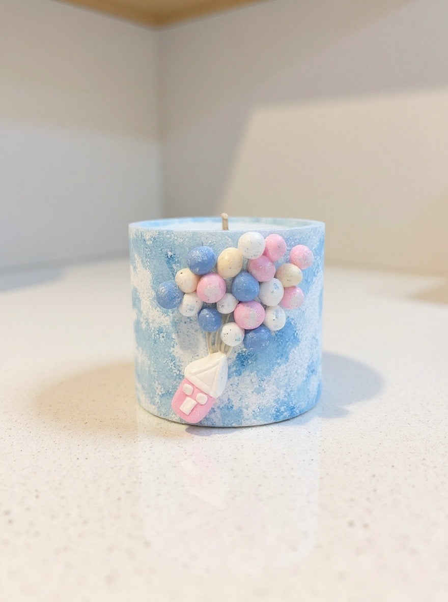 Raspberry Cream — Handmade Soy Wax Candle in Artistic Sky Blue Jar | 10 oz