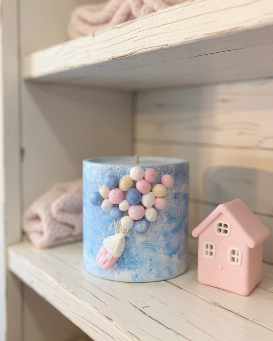 Raspberry Cream — Handmade Soy Wax Candle in Artistic Sky Blue Jar | 10 oz