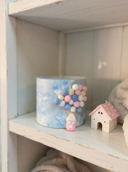 Raspberry Cream — Handmade Soy Wax Candle in Artistic Sky Blue Jar | 10 oz