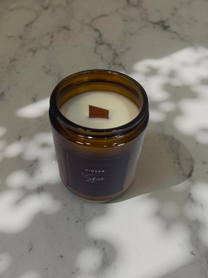 Ginger + Spice — Handmade Soy Candle in Amber Jar | 8 oz