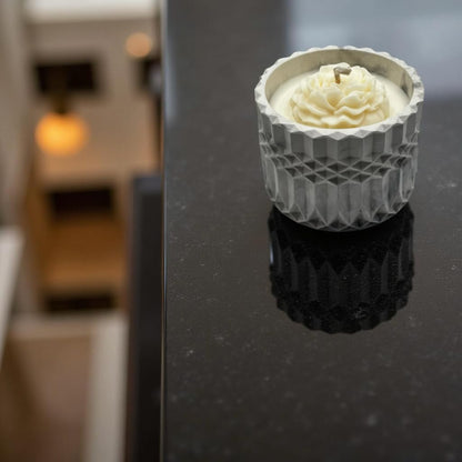 Marble Bloom — Decorative Handmade Soy Wax Candle in Sculpted Jar | 8 oz
