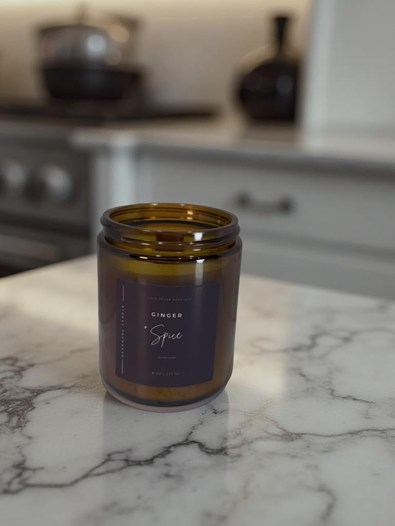 Ginger + Spice — Handmade Soy Candle in Amber Jar | 8 oz