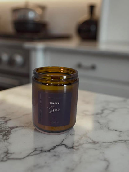 Ginger + Spice — Handmade Soy Candle in Amber Jar | 8 oz