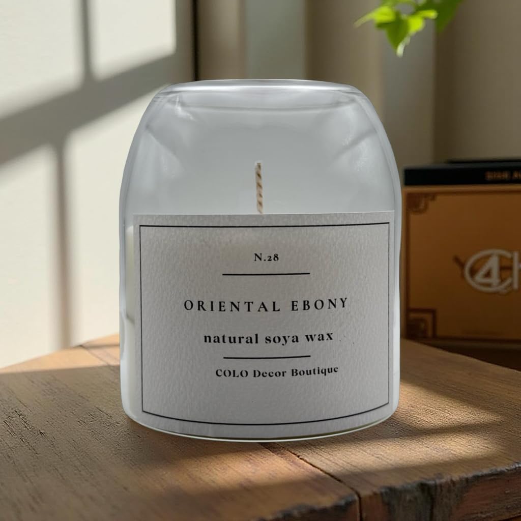 Oriental Ebony — Handmade Soy Wax Candle in Clear Glass Jar with Wooden Wick | 10 oz