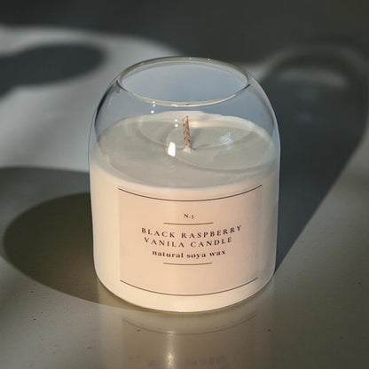 Black Raspberry Vanilla — Handmade Soy Wax Candle in Clear Glass Jar | 10 oz