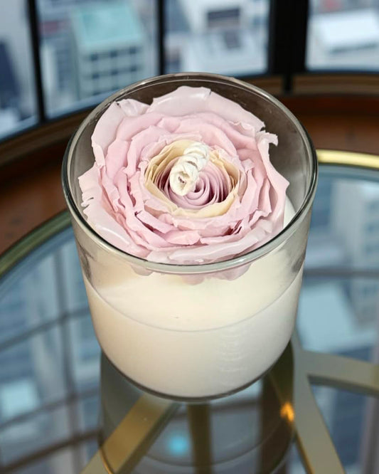 Rose Blossom — Handmade Soy Wax Candle in Clear Glass Jar | 3.5 oz