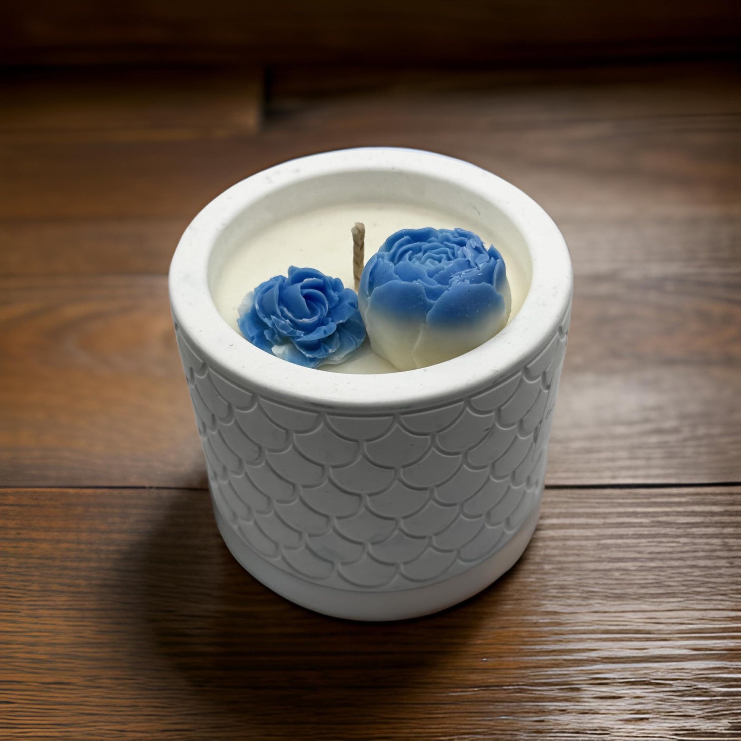 Floral Peony Candle — Handmade Soy Wax Candle in White Textured Jar | 8.8 oz